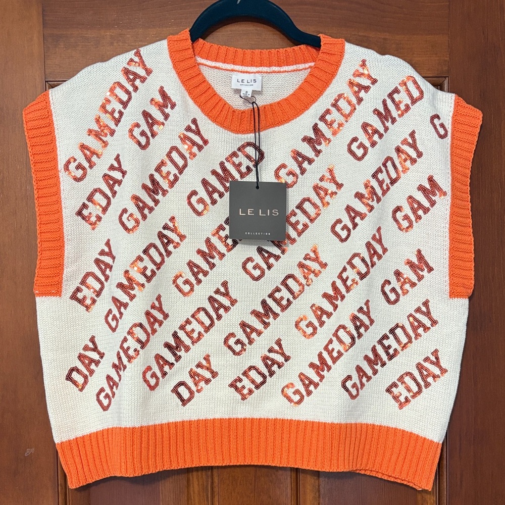 Le Lis | Gameday Orange and Cream Sweater